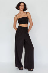 Regal Ruched Cami Crop Top Black