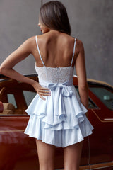 Just Like Heaven Crossover Bust Romper Steel Blue
