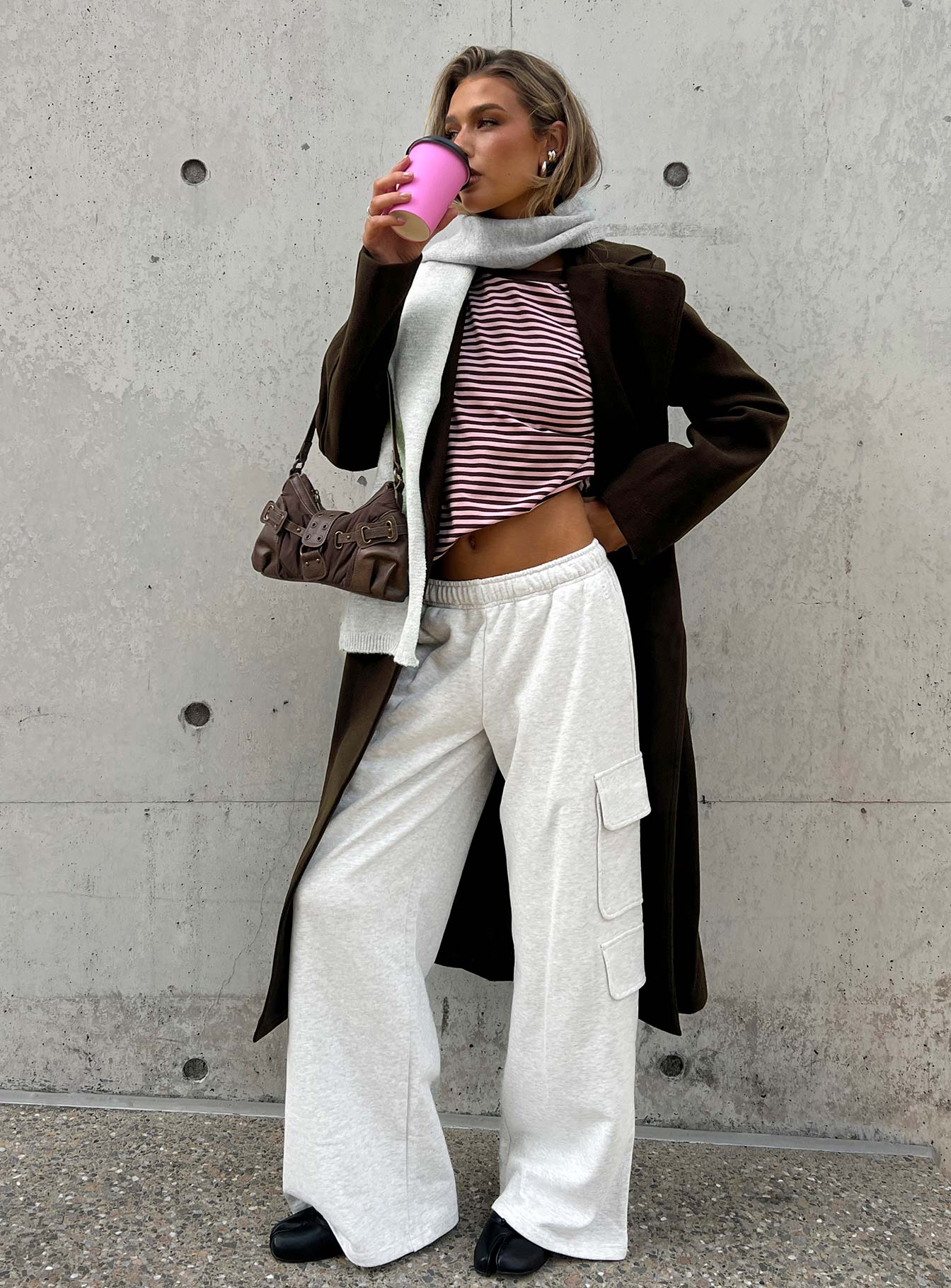 Rozanna Cargo Sweat Pants Grey Marle