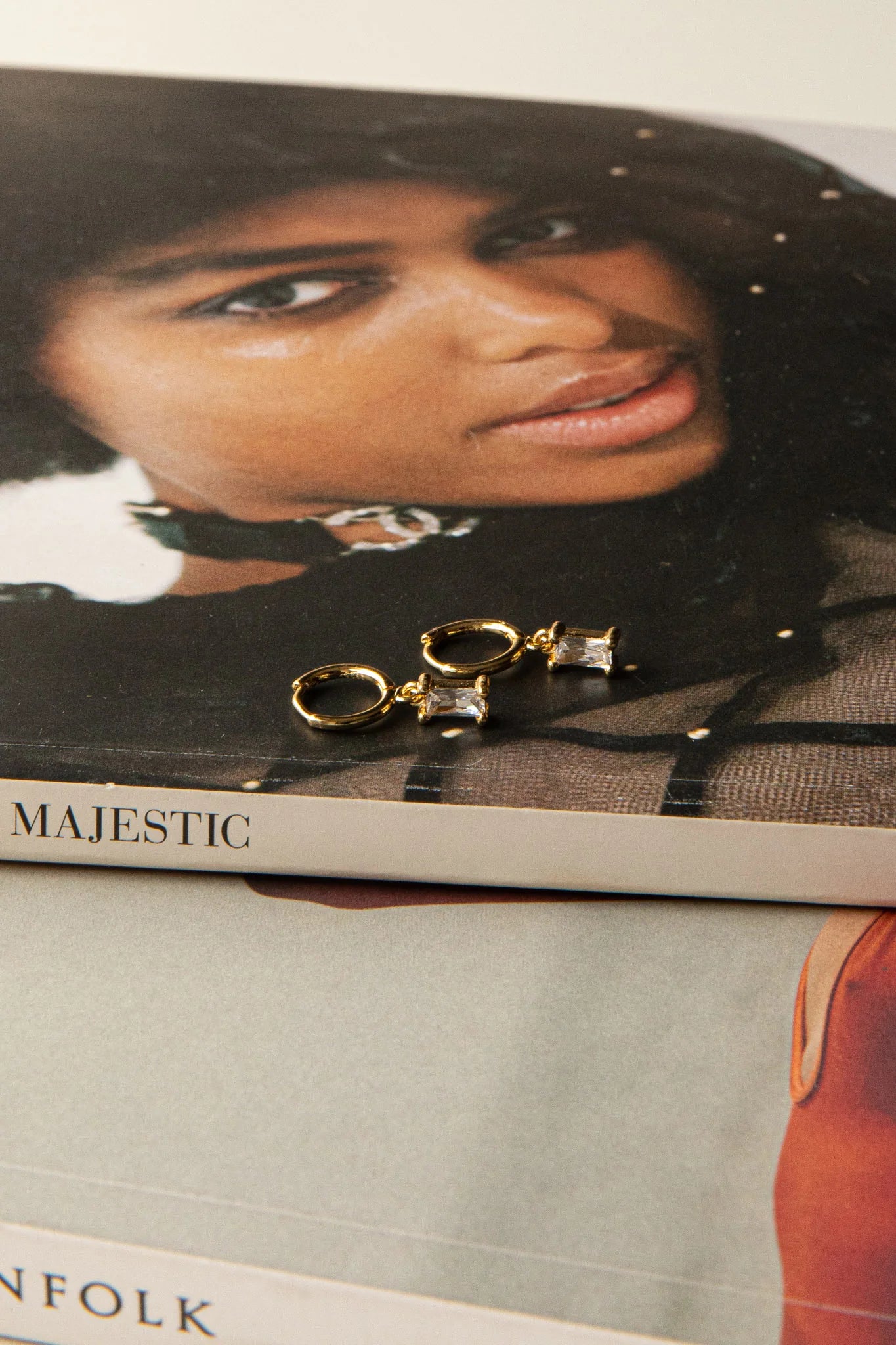 April Diamante Drop Hoop Earrings Clear