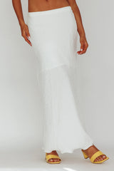 Roman Midi Skirt Textured White