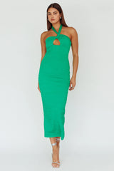 Mari Halterneck Midi Dress Green