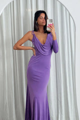 Star Walker One Sleeve Maxi Dress Purple