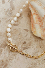Piper Faux Pearl Necklace Gold