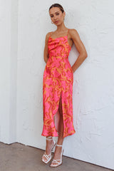 Suki Front Split Midi Dress Lily Pink