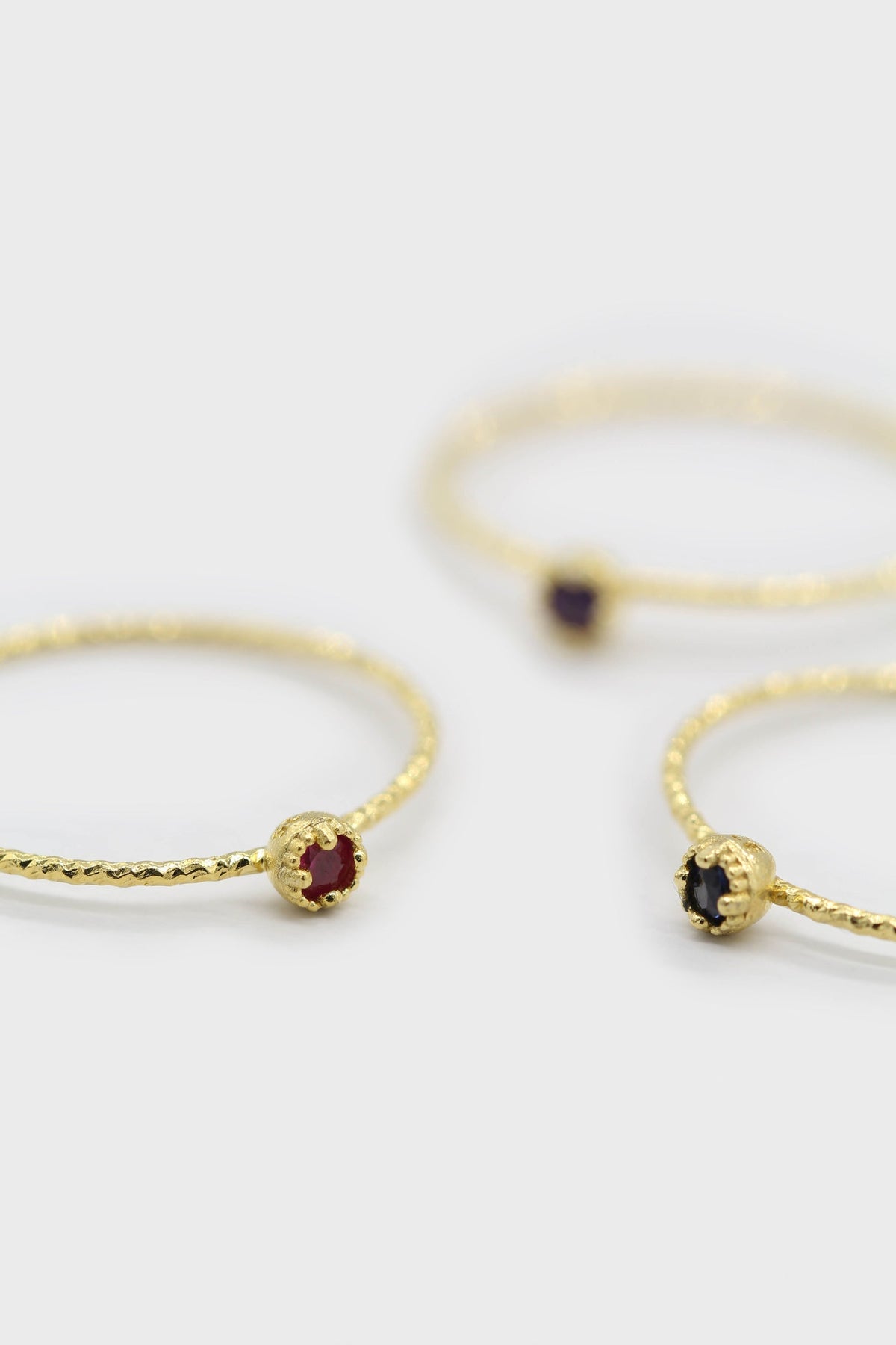 Gold ruby birthstone ring / Jul - red