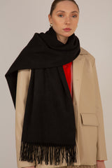 Black pure wool scarf