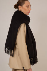 Black pure wool scarf