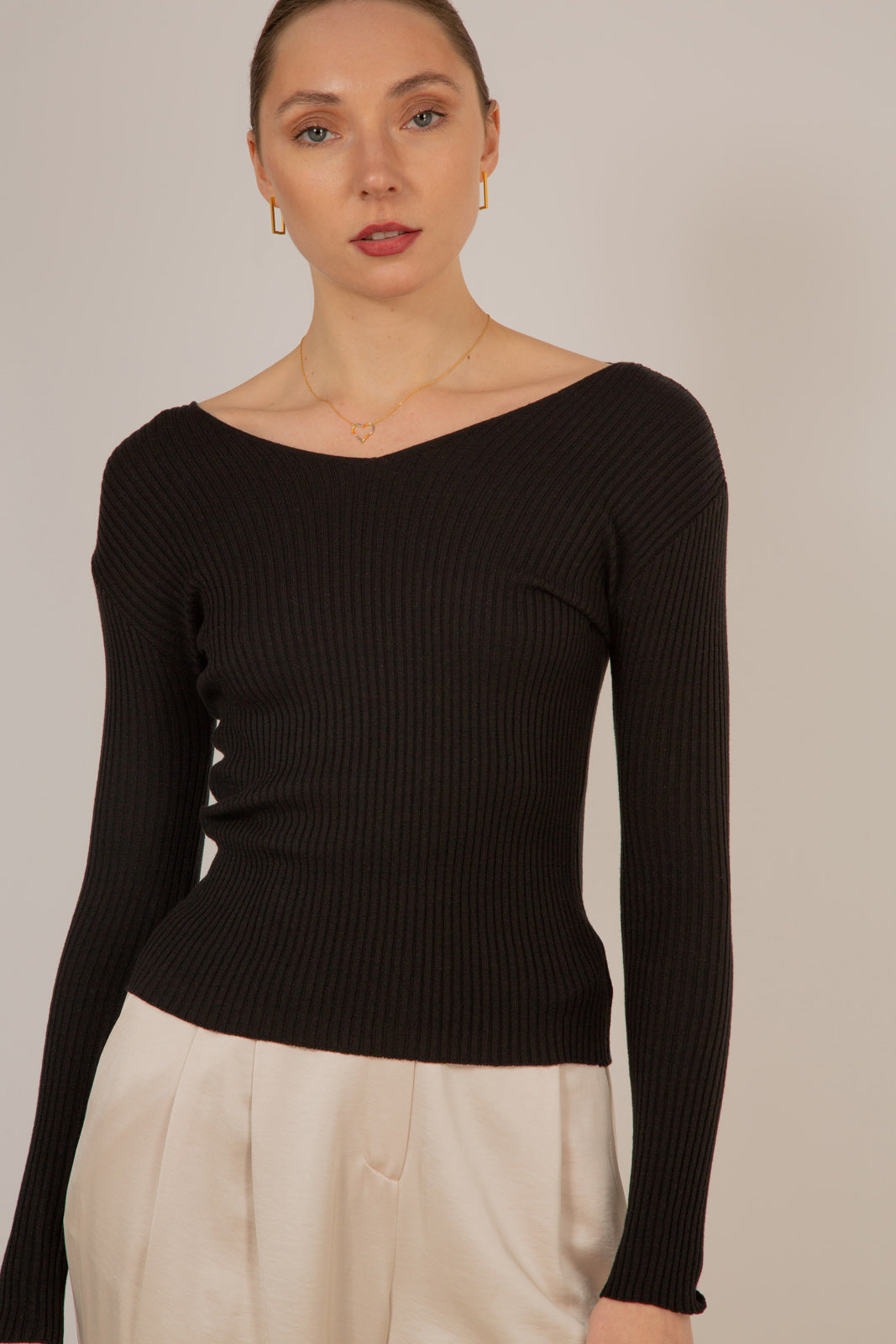 Oatmeal and brown contrast stitch mini skirt