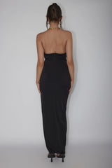Slow Dance Chain Halter Midi Dress Black