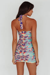 Maribella Halterneck Mini Dress Print Blue