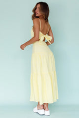 Royce Bow Back Midi Dress Striped Yellow