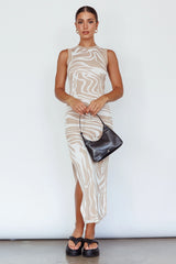 Elsinore Sleeveless Knit Maxi Dress Beige