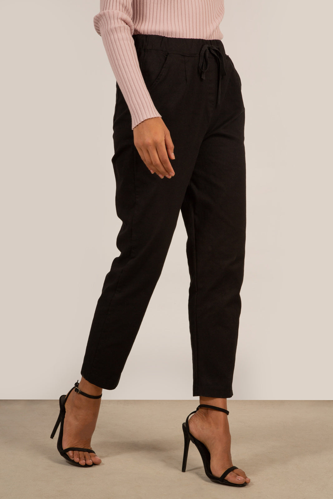 Black loose fit drawstring trousers