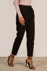 Black loose fit drawstring trousers