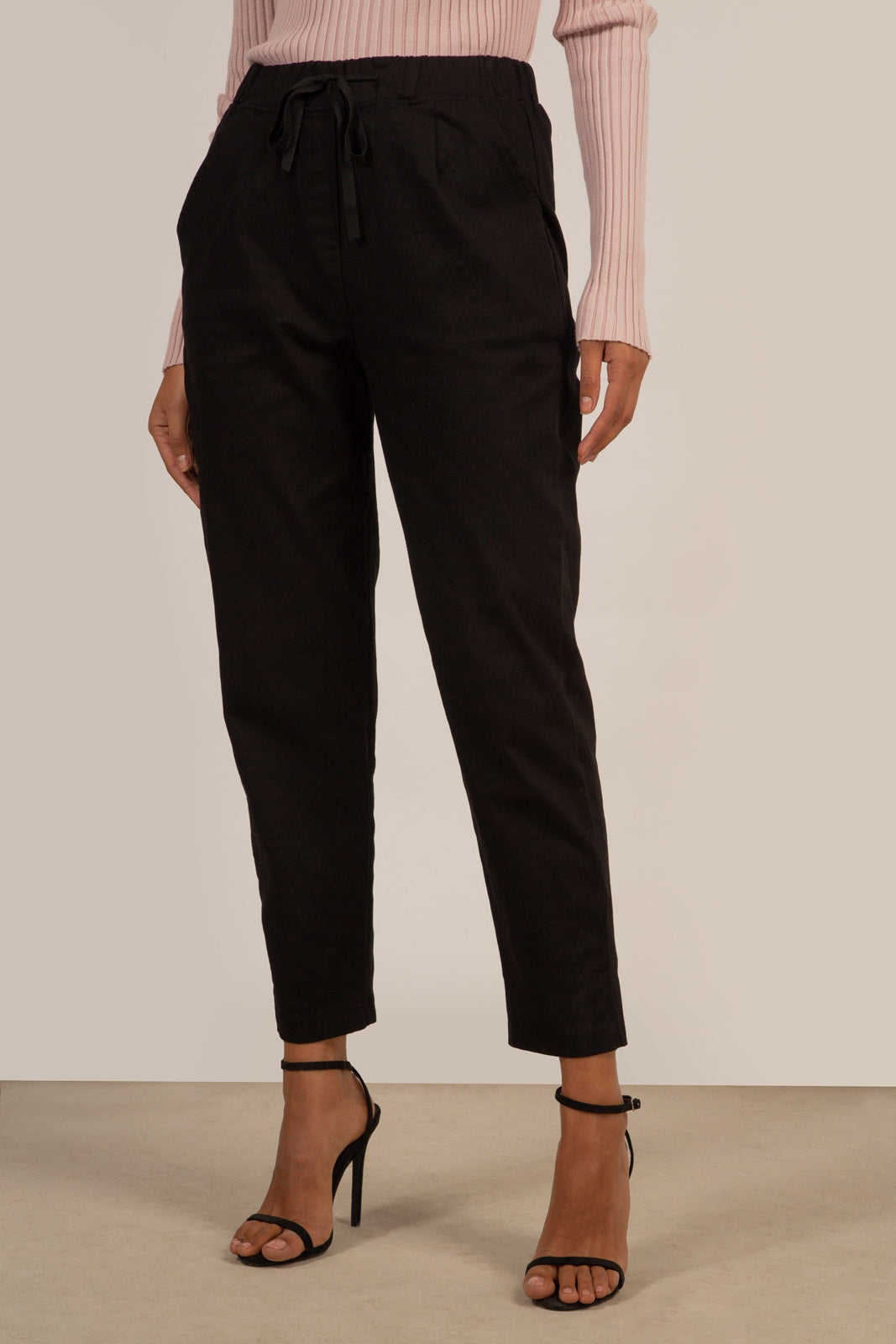 Black loose fit drawstring trousers