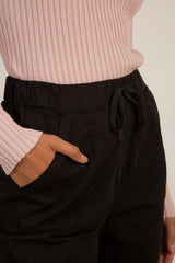 Black loose fit drawstring trousers