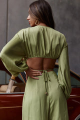 Lilian Long Sleeve Crop Top Olive