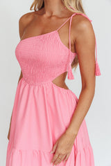 Tamzin Shirred Bodice Midi Dress Soft Pink