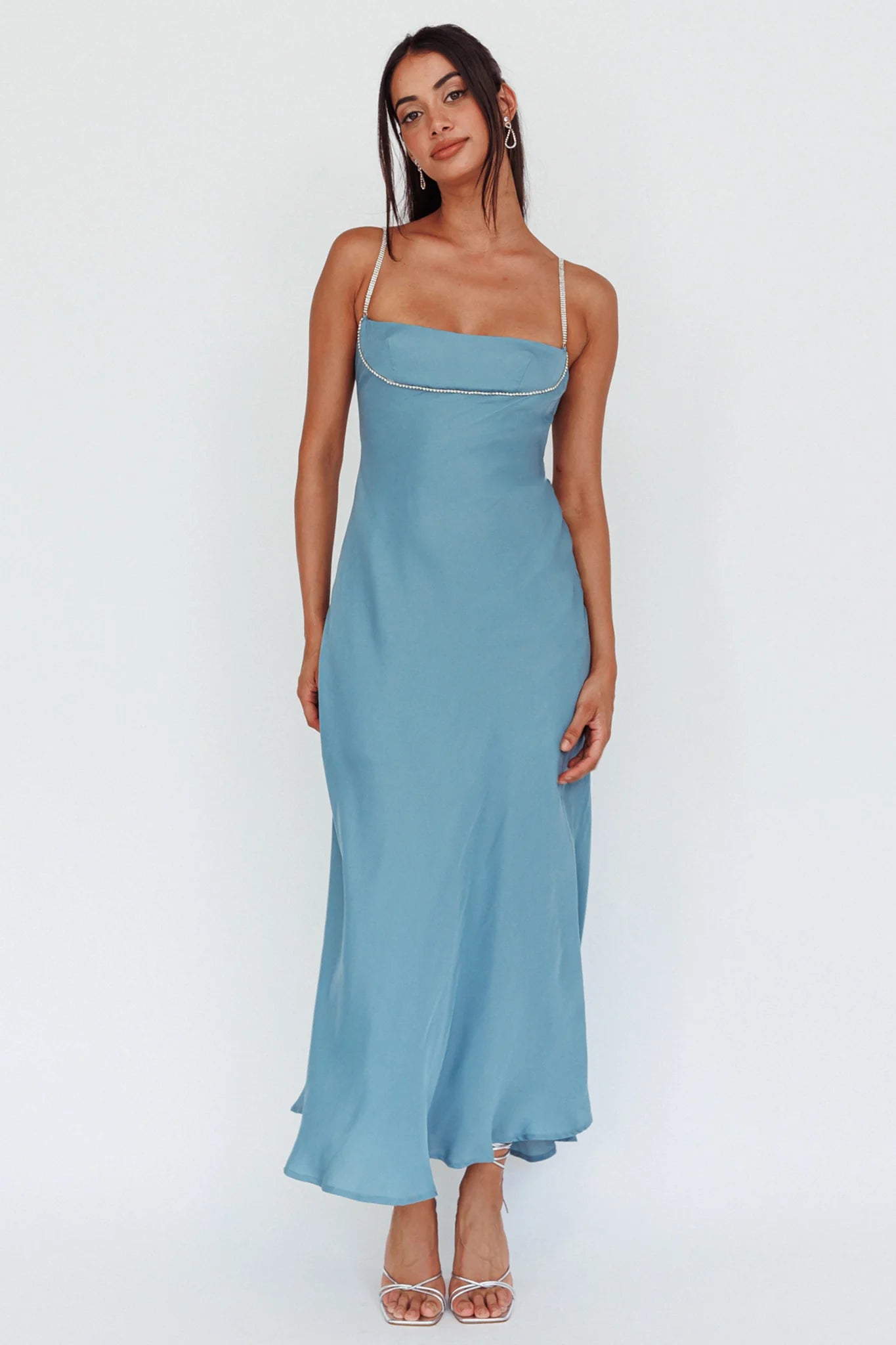 Linka Diamante Strap Maxi Dress Steel