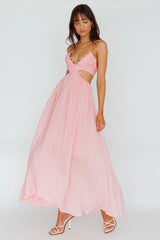 Tenyl Open Back Strappy Midi Dress Blush