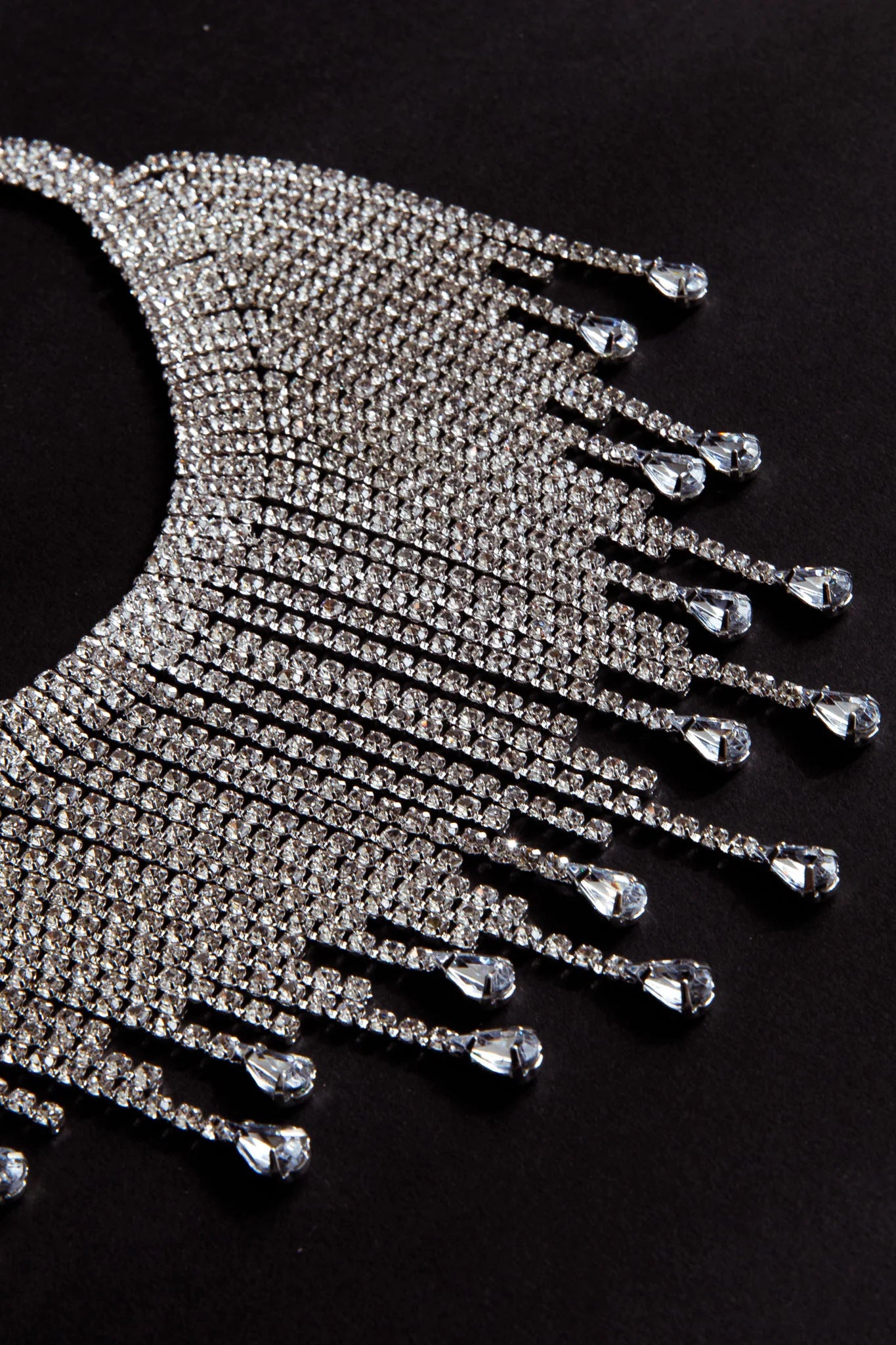 Isadora Cascade Crystal Necklace Silver