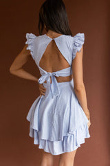 Nellie Lace Bust High Neck Dress Blue