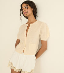 ALESIA CASHMERE CARDIGAN -- DOGWOOD