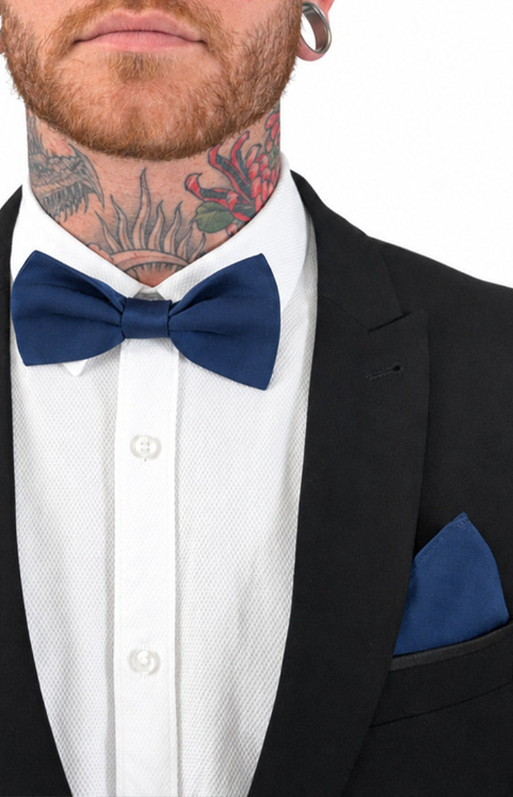 Abel Navy Bow Tie And Pocket Square Set