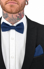 Abel Navy Bow Tie And Pocket Square Set