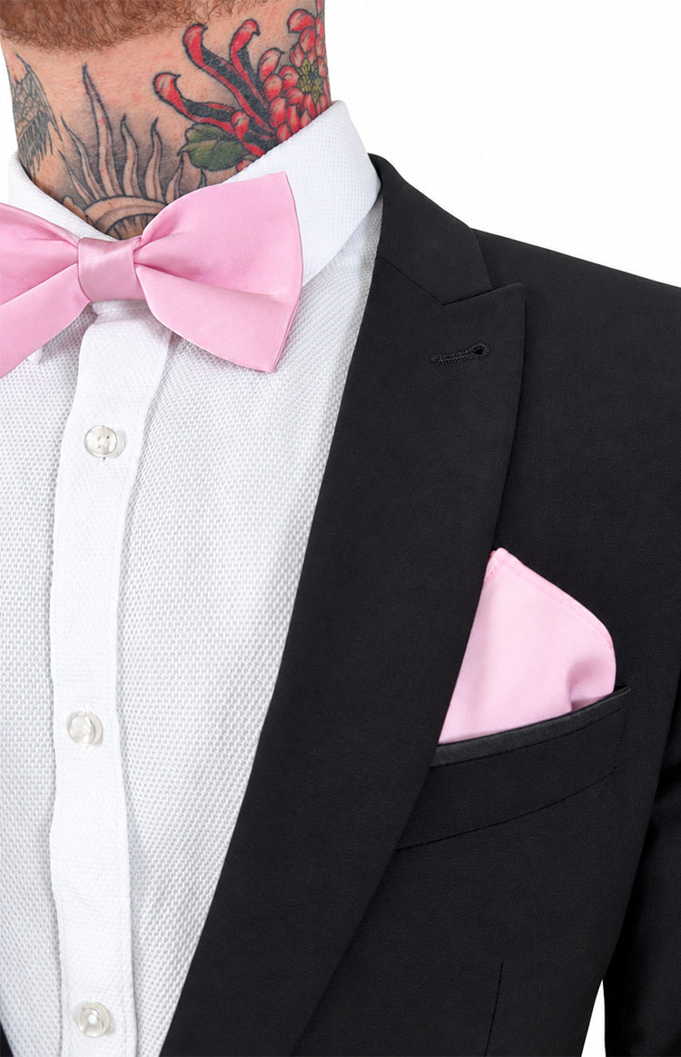 Abel Pink Bow Tie And Pocket Square Set