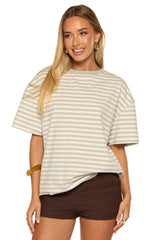 Alba Sage Stripe Oversized Tee