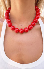 Asher Red Beaded Necklace