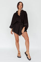 Daytona Beach Long Sleeve Shirt Romper Black