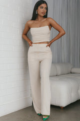 Hepburn High Waist Wide Leg Pants Nude