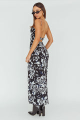 Nerida Twist Back Maxi Dress Swirl Black