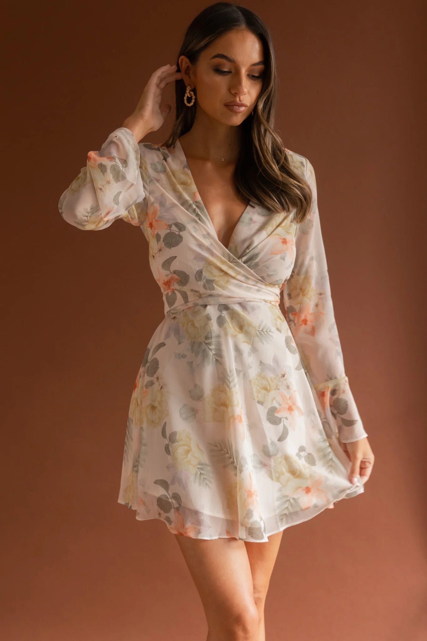 Unconditional Tied Front Dress Floral Yellow