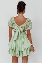 Hold My Halo Lace Sleeve Romper Sage