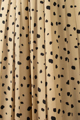 Beige and black leopard print pleated midi skirt