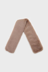 Beige thick faux fur tuck scarf