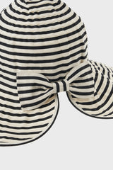 Black and ivory striped wide brim sun hat