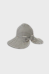 Black and ivory striped wide brim sun hat
