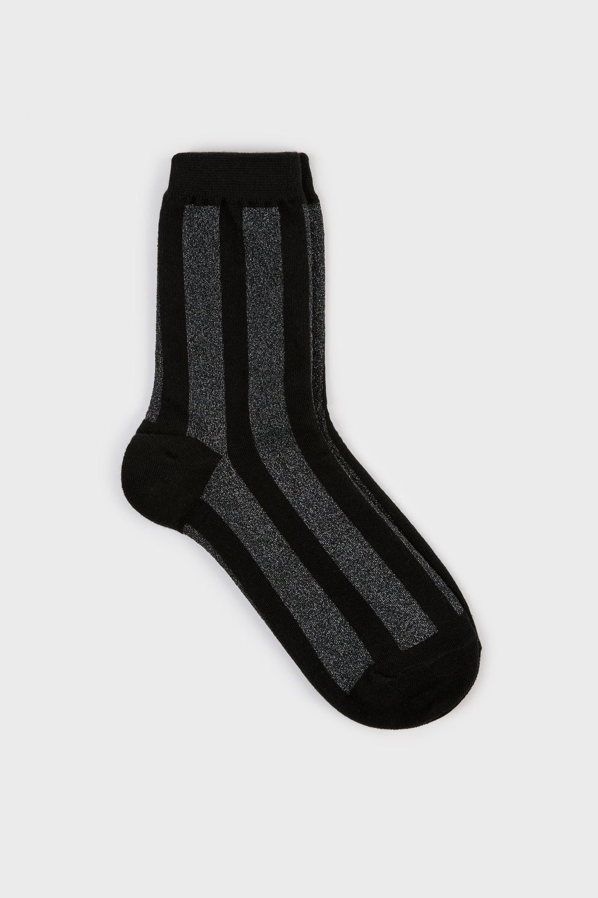 Black and silver glitter vertical striped socks