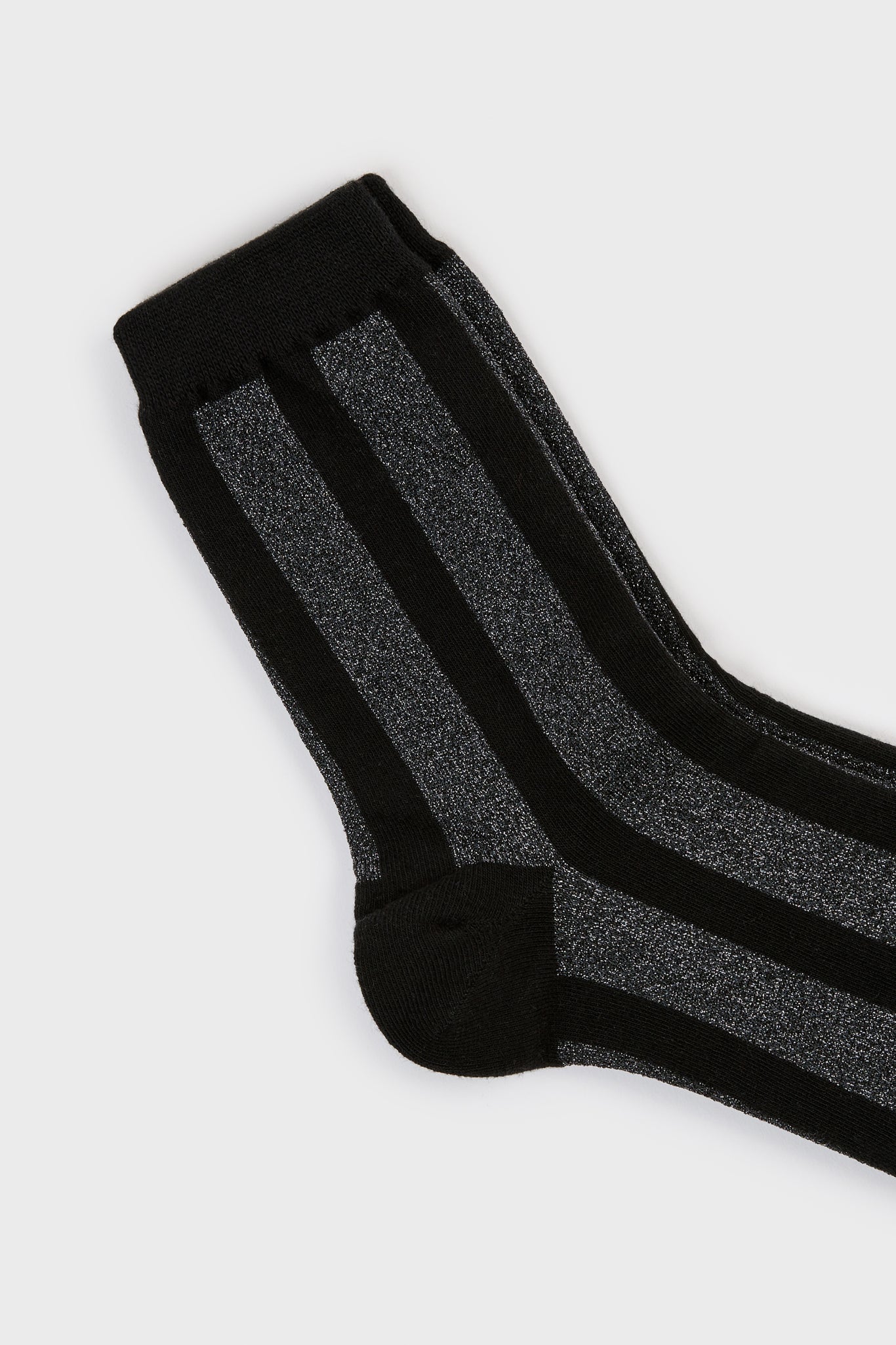 Black and silver glitter vertical striped socks