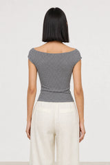 Black and white gingham off shoulder tank