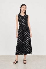 Black and white polka dot ribbed skirt