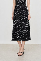 Black and white polka dot ribbed skirt