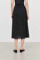 Black and white polka dot ribbed skirt