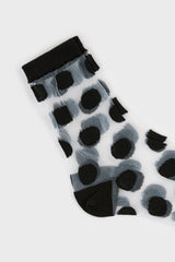 Black and white sheer polka dot socks