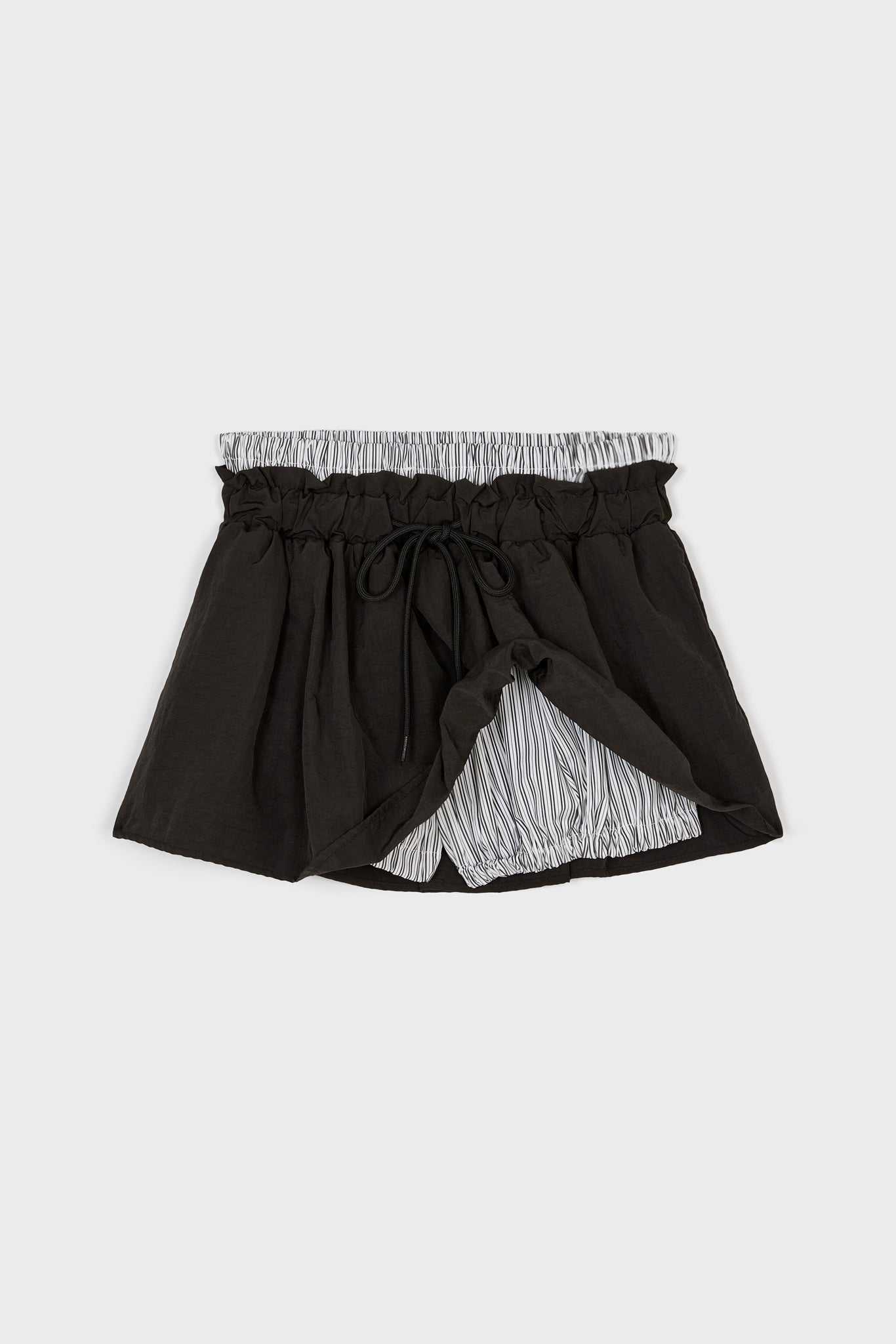 Black and white striped shirting skort